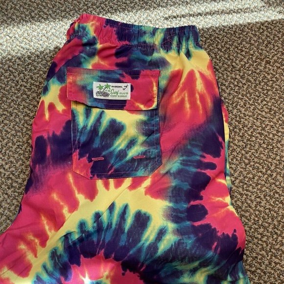 U.S. SURF CLUB OAHU HI ORIGINAL TIE-DYE SWIM TRUNKS SHORTS MEDIUM NWT B1-50 - Picture 2 of 2